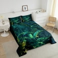 thumbnail image 3 of Green Leaf Plant Queen Bedding Set,Tropical Botanical Leaves Comforter Set Adults,Jungle Forest Banana Tree Leaf Quilt Bed Set Nature Hawaiian Bed Comforter Set 3Pcs, 3 of 5