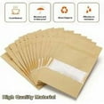thumbnail image 4 of 100 bolsas de papel Kraft para alimentos, reutilizables con cremallera, bolsas de papel Kraft con ventana transparente, adecuadas para almacenamiento de frutos secos, 10 x 15 cm, 4 of 5
