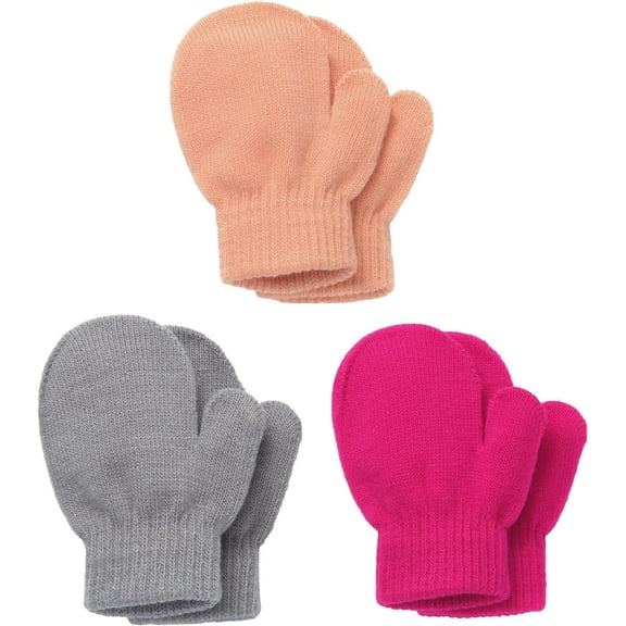 Toddler Mittens Pack - 3 Pairs Kids Magic Mittens - Children's Mittens - Kids Warm Mittens Gloves - Knit Mittens