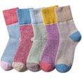 thumbnail image 3 of Holzlrgus 5 Pairs Womens Wool Socks Thick Knit Vintage Winter Warm Cozy Crew Socks Gifts, 3 of 6