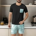 thumbnail image 7 of cllios Men's Pajama Sets 2-piece Lounge Sleep Sets Soft Comfy Sleepwear Men Short Sleeves Shirts and Shorts Pjs Set with Pocket, 7 of 7