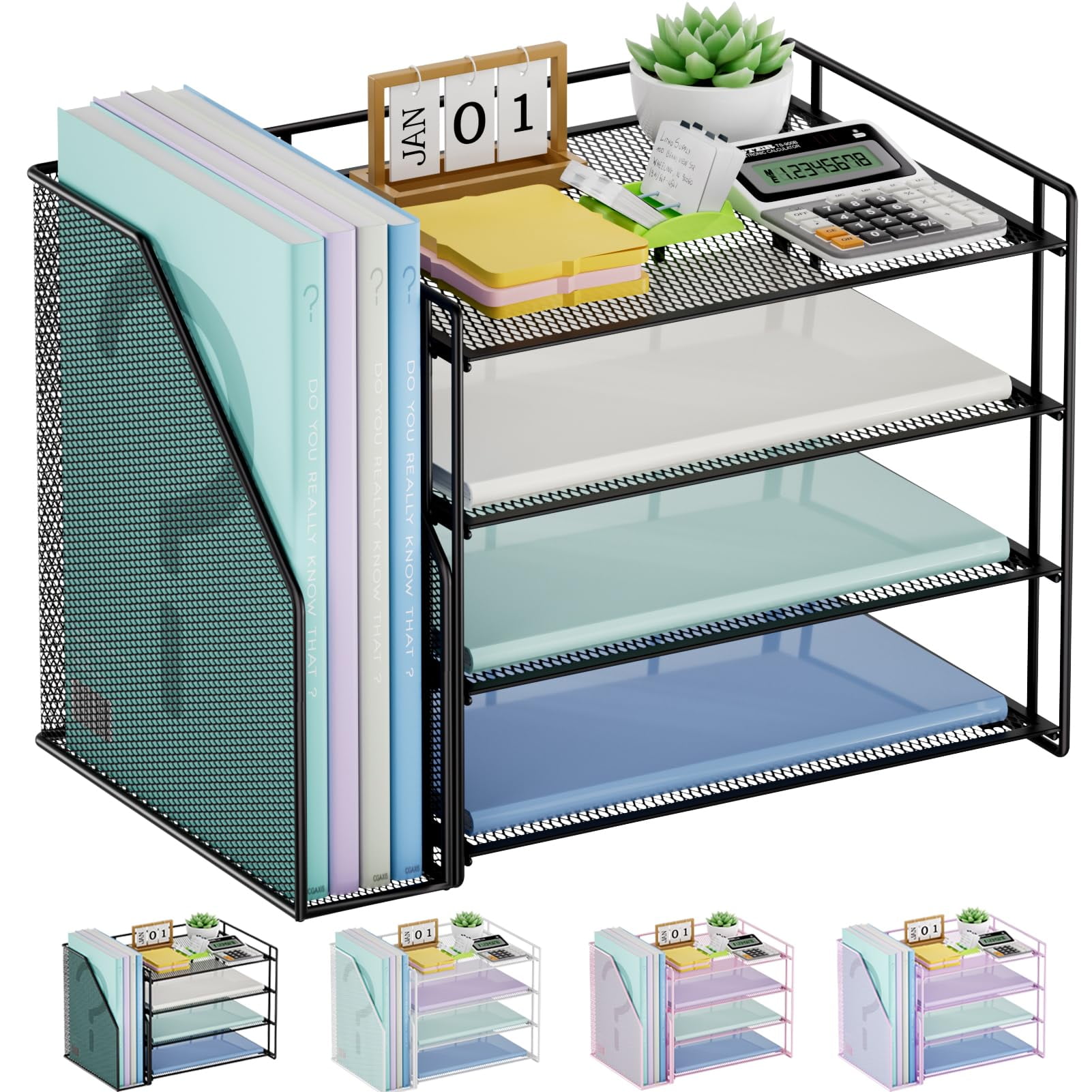 Desk Organizers, 5-Tier Paper Letter Tray Organizer With File Holder - View #10