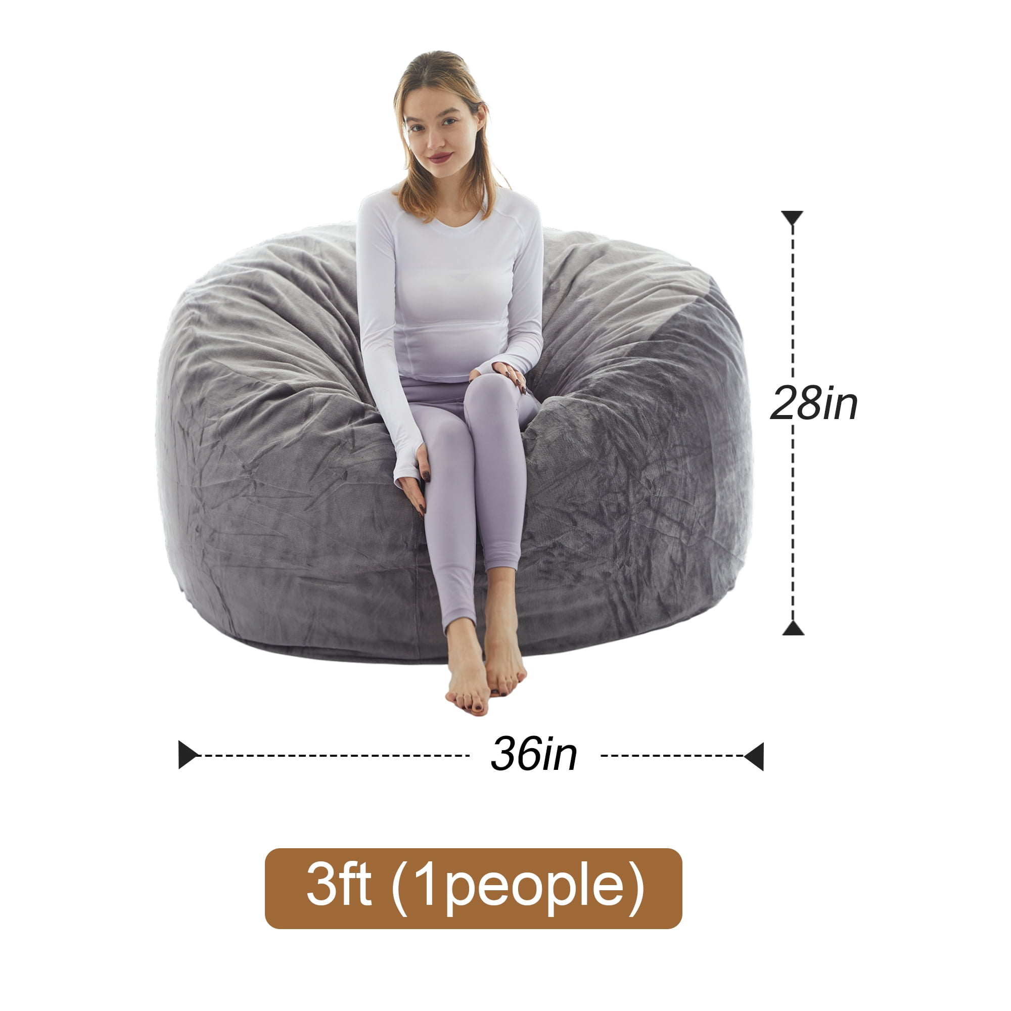 LaoGeoRon 3ft Bean Bag Chair for Adults with Filling,Memory Foam Lazy Beanbag Sofa with Removable Washable Flannel Cover