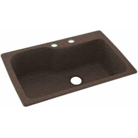 Swan Solid Surface Single Bowl Kitchen Sink (33" x 22") with 2 Faucet Holes