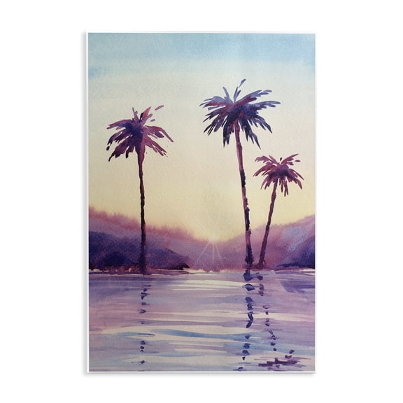Stupell Industries Purple Hued Palm Trees Landscape & Nature Painting Unframed Art Print Wall Art, 10 x 15