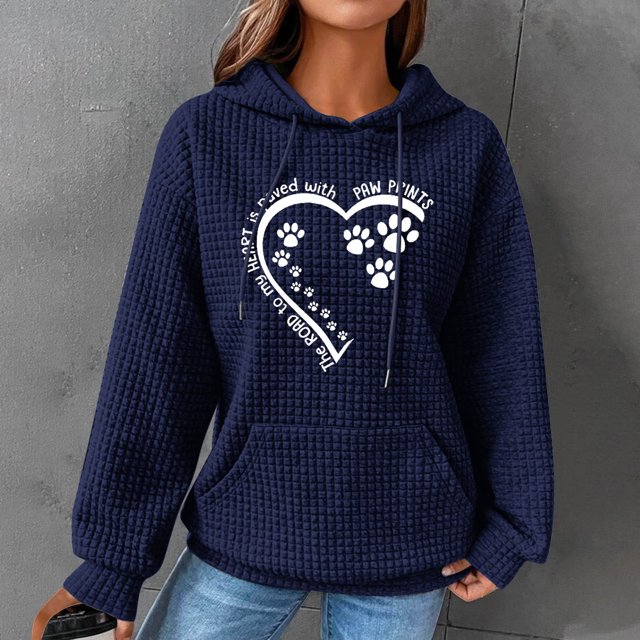 DPTALR Women Print Round-Neck Long Sleeve Loosen Single Sweatshirt Tops Pullover Blouse
