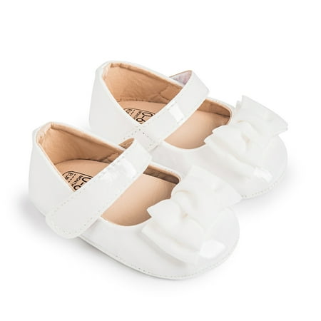 

Baby Girls Mary Jane Flat Shoes With Bowknot First Walker Shoes Non Slip Lightweight Velcro Sneakers For Newborn Infant Toddler