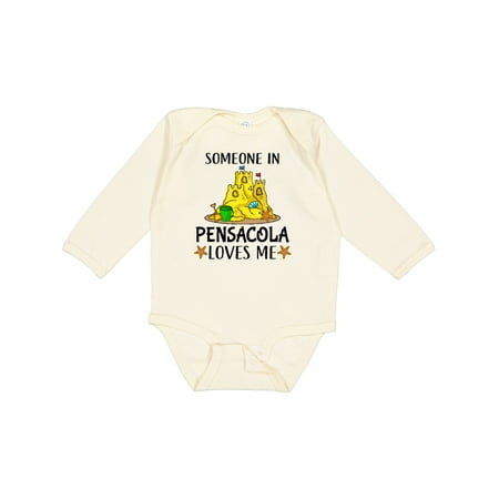 

Inktastic Someone in Pensacola Loves Me Beach Vacation Gift Baby Boy or Baby Girl Long Sleeve Bodysuit