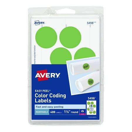 Avery(R) Removable Print or Write Color Coding Labels for Laser Printers, 1-1/4