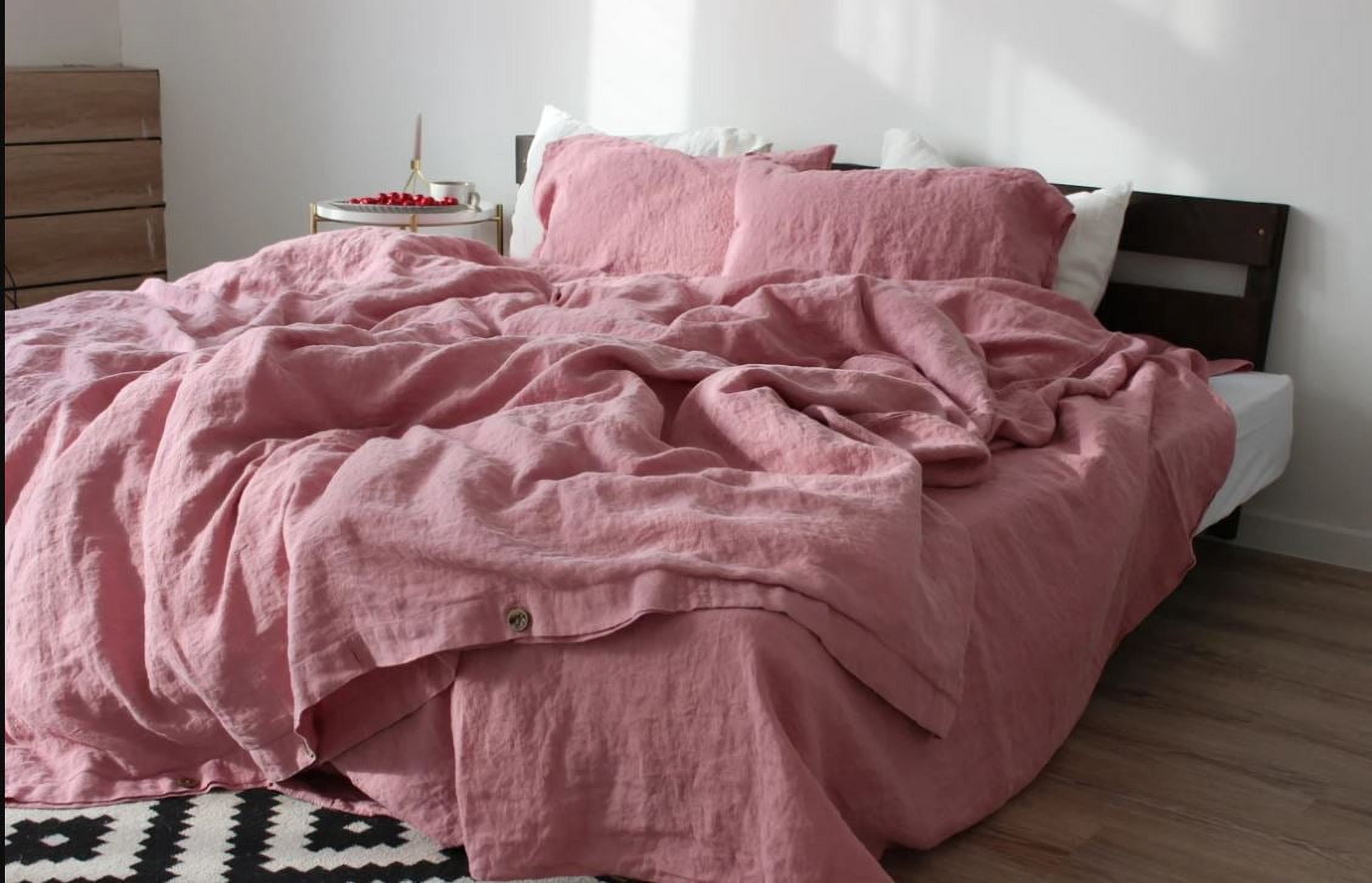 Pavish Export Cotton Duvet Cover in Dusty Pink Stonewashed Cotton Bedding Set Full