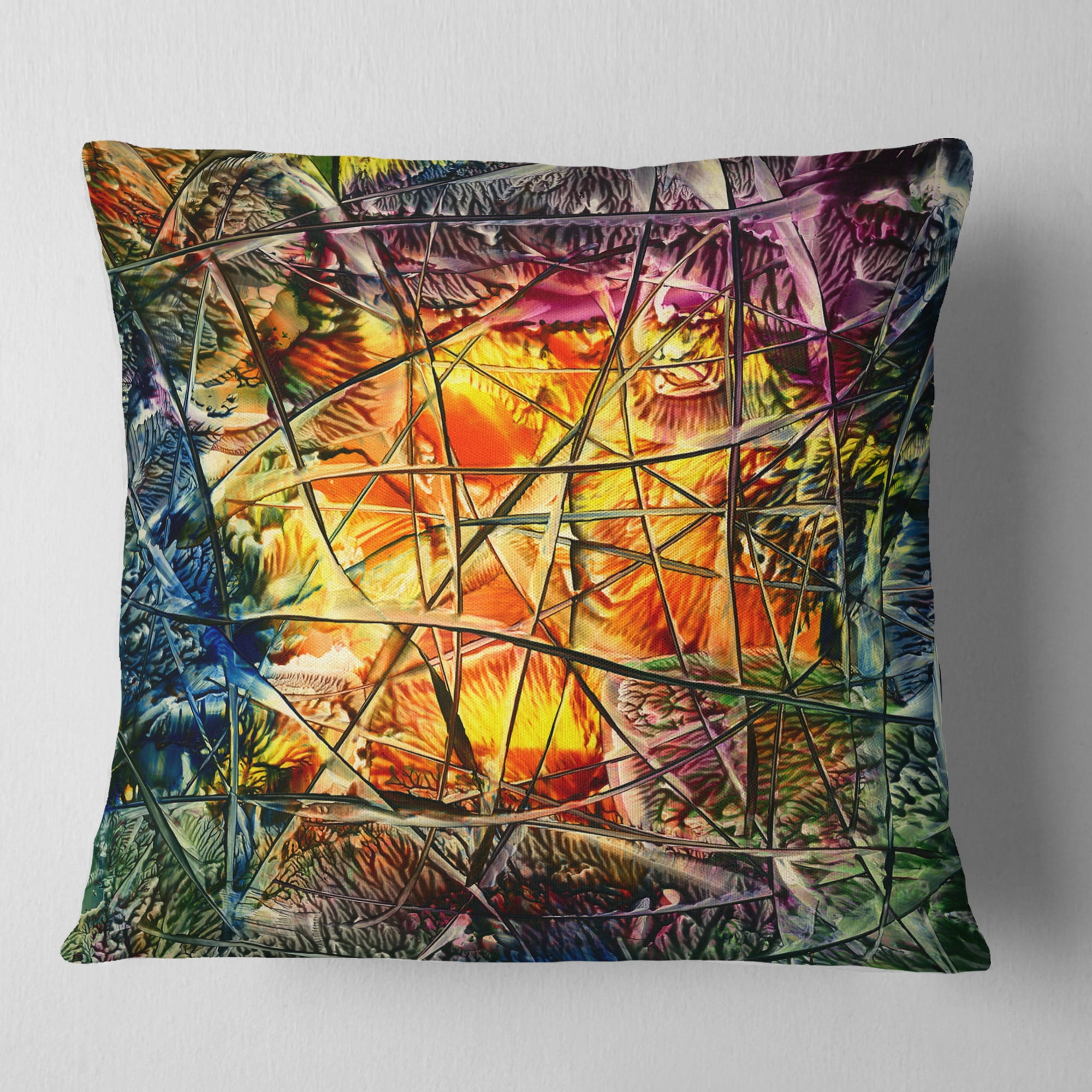 Designart Amber Abstract - Abstract Throw Pillow - 18x18