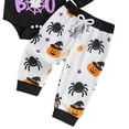 thumbnail image 6 of REDARER Baby My 1st Boo Halloween 3 Piece Outfit Long Sleeve Top Printed Pants Spider Hat Set for Holiday Party First Halloween Photoshoot Dress Up ,9-12 Months, 6 of 6