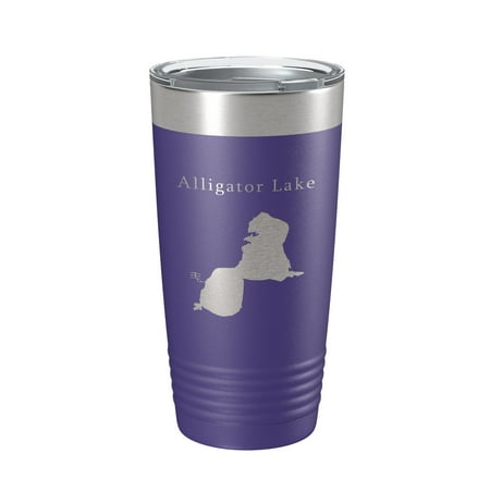 

Alligator Lake Map Tumbler Travel Mug Insulated Laser Engraved Coffee Cup Osceola Kissimmee Florida 20 oz Purple