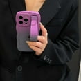 thumbnail image 2 of Case for iPhone 16 Pro Max, Luxury Gradient Color Silicone Cute Wavy Frame Wristband Kickstand Skin Friendly Ultra Slim Phone Case Cover for Men Women Boys Girls for iPhone 16 Pro Max, Purple+Gray, 2 of 12