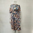 thumbnail image 2 of Spring and Summer Printed Round Neck Pullover Mid-Sleeve Casual Dress with Pockets for Women, 2 of 4