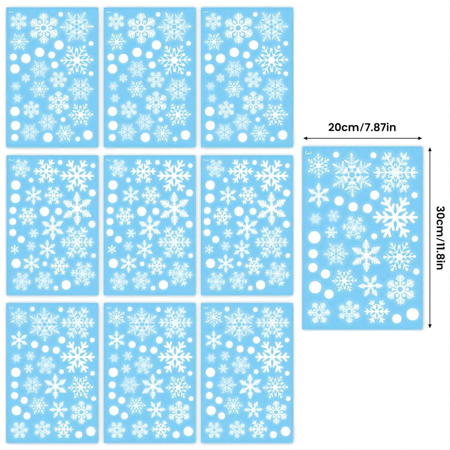 155 PCS Christmas Snowflake Window Stickers - Xmas Holiday White Winter Christmas Window Decorations Ornaments(9 Sheets)