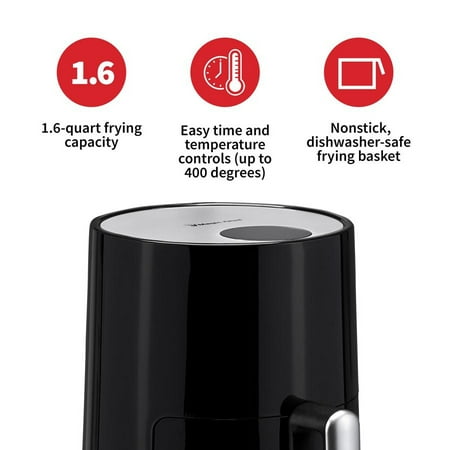 

® 1.6 Quart Snack-Sized Compact Manual Air Fryer for Healthy Cooking with Dishwasher Safe Basket - Blackhot!