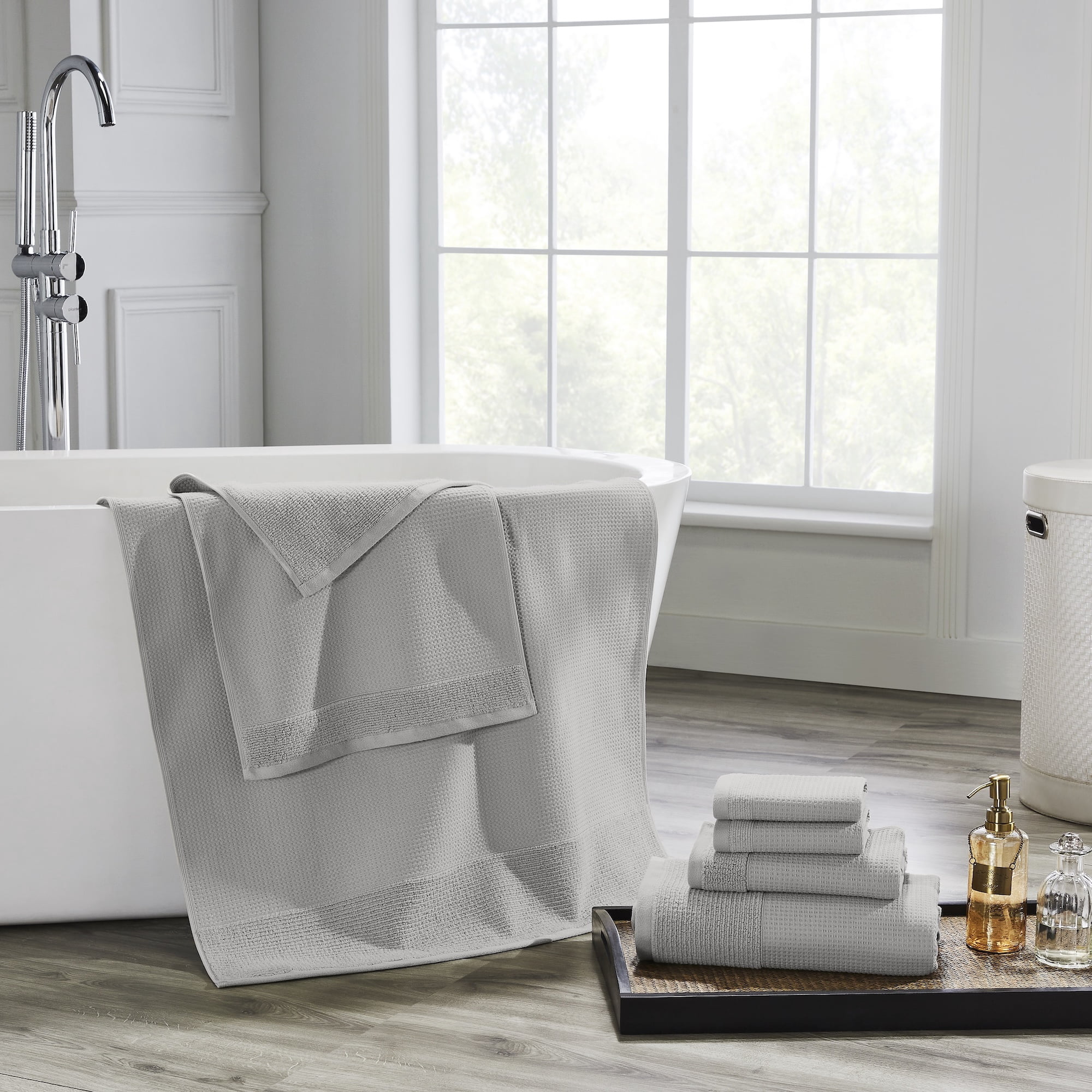 Modern Threads Waffle-Rib 6-Piece Cotton Bath Towel Sets, Oyster