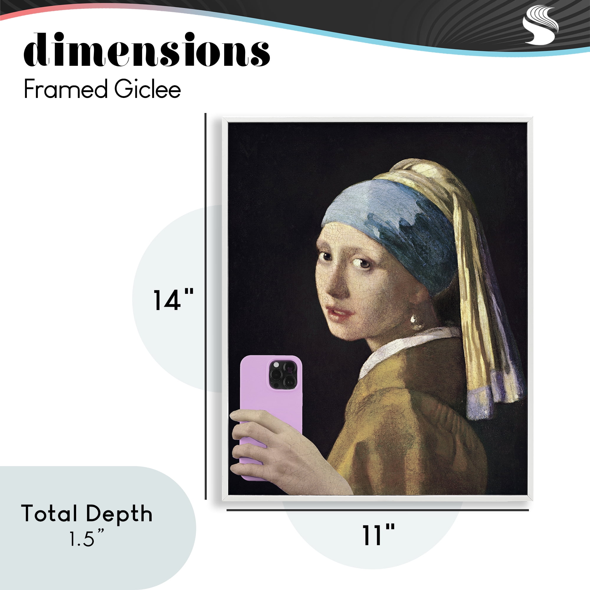 Girl With Pink Phone Funny White Framed Giclee Art, design by Masters Redux