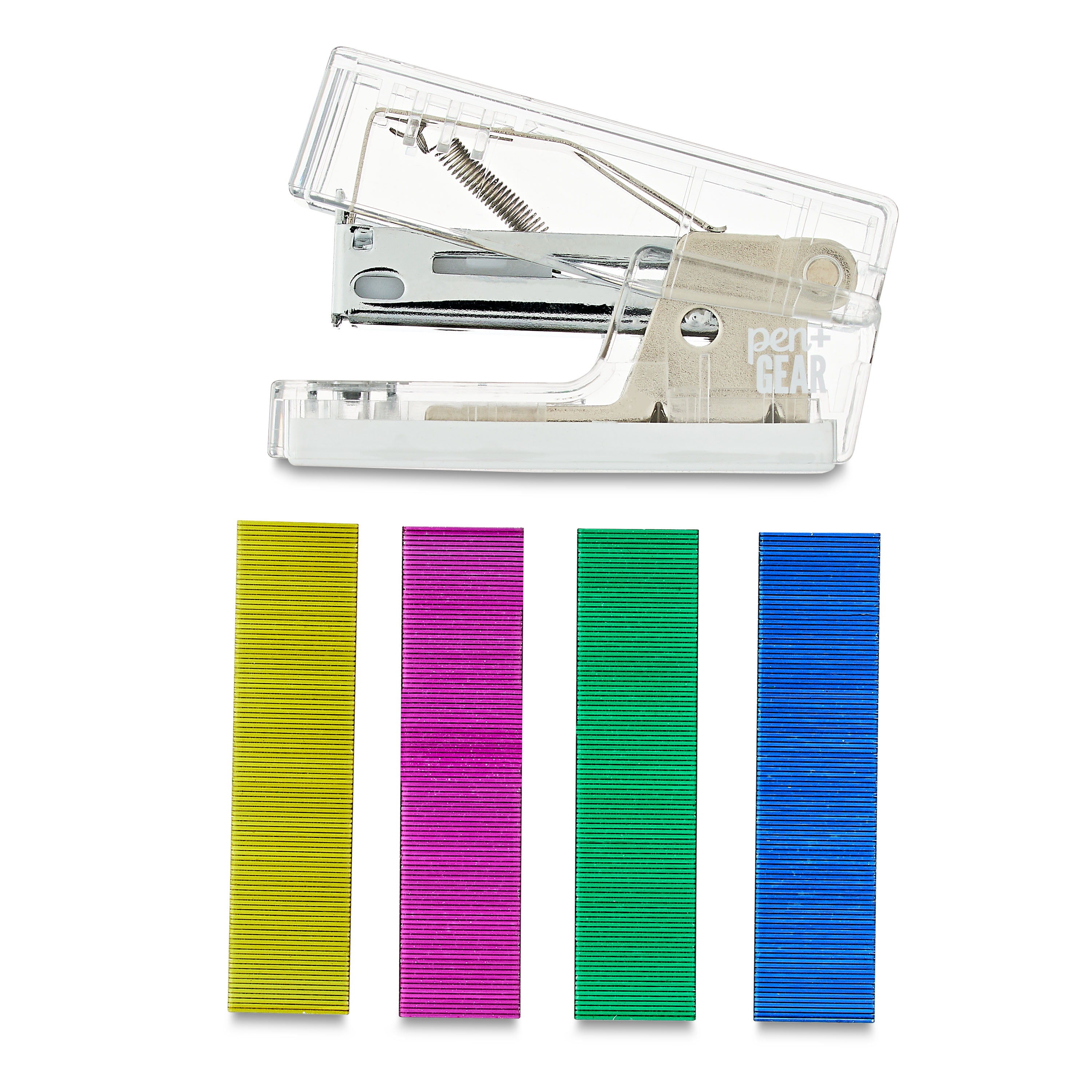 (3 pack) Pen+Gear Mini Stapler with Staples, Clear
