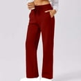 thumbnail image 2 of jtjvou Womens Sweatpants 2025 Fall Baggy Wide Leg Sweatpant Fleece Lined Straight Leg Sweat Pants Red M, 2 of 8