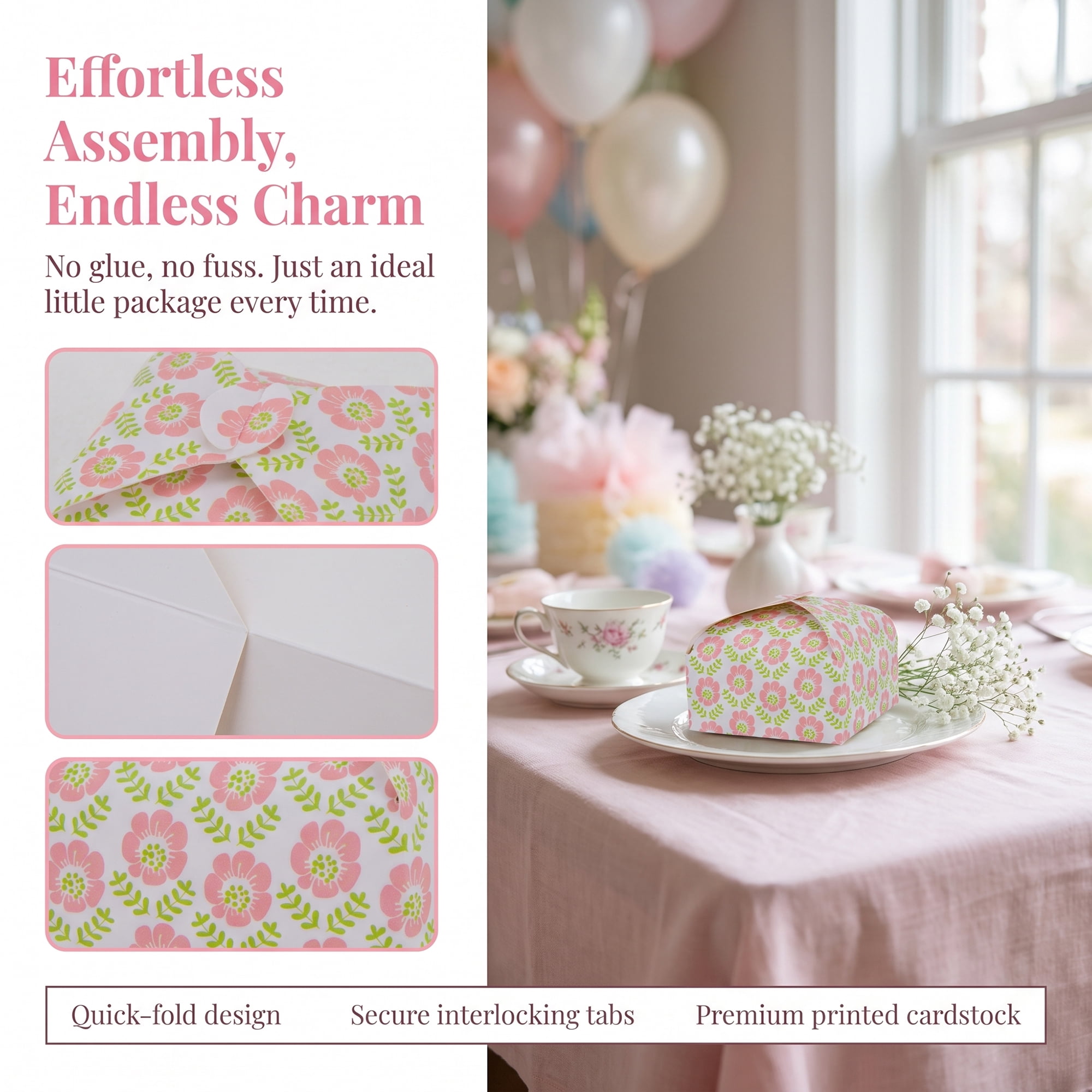 Unique Bargains 10Pcs Elegant Tiny Empty Square Treats Box Light Pink 3"x3"x1.4"