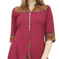thumbnail image 3 of Phagun Women's Indian Clothing Maroon A-Line Kurti Kurta Dress With Palazzo-4, 3 of 6
