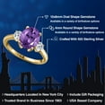 thumbnail image 2 of Gem Stone King 2.96 Ct Oval Purple Amethyst White Topaz 18K Yellow Gold Plated Silver Ring, 2 of 6
