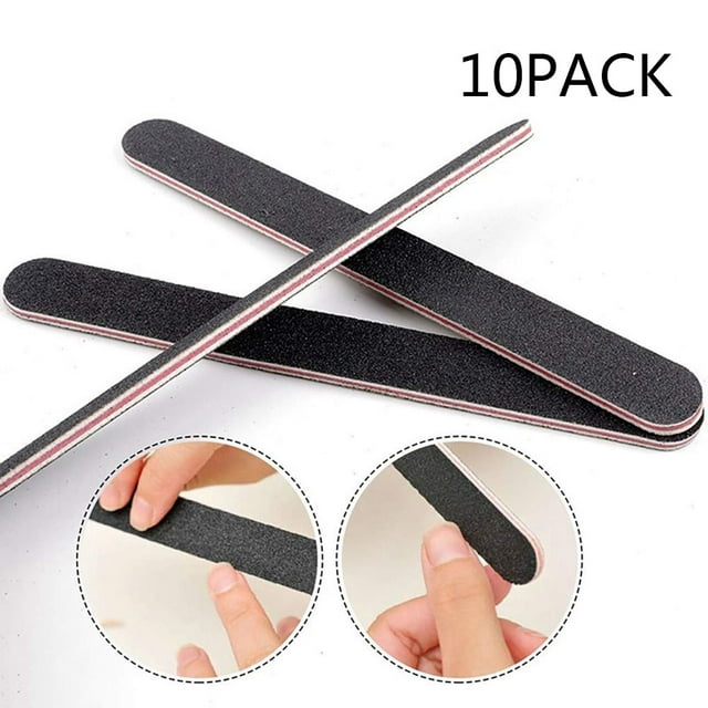 Limas de uñas profesionales de doble cara, grano 100/180, 10 unidades. Limas de uñas negras para manicura y pedicura.