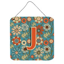 Carolines Treasures CJ2012-JDS66 Letter J Flowers Retro Blue Wall or Door Hanging Prints 6HX6W multicolor