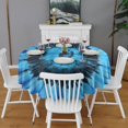 thumbnail image 2 of Blue Tie Dye Mandala Pattern Round Tablecloth 60"x60",Wrinkle Wipeable Table Cloth for Kitchen Dining Room Picnic Patio Party, 2 of 6