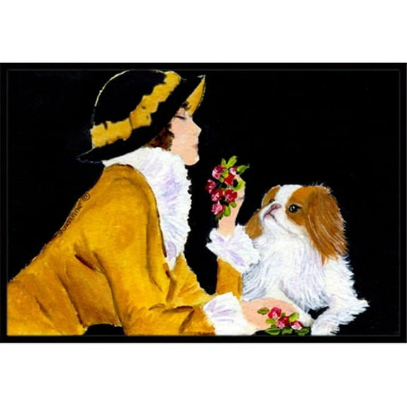 18 x 27 in. Lady With Her Yorkie Indoor Outdoor Doormat