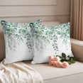 thumbnail image 2 of Farmhouse Pillow Covers 2 Pack Watercolor Green Eucalyptus Leaves Rustic Botanical Pillowcase Waterproof Outdoor Throw Pillow Cover for Patio Garden Square Cushion 18”x18”, 2 of 9