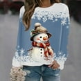 thumbnail image 2 of Fiaer Christmas Sweatshirts Women Snowman Snowflake Graphic Long Sleeve Pullovers Plus Size Crew Neck Loose Fit Trendy Tops Blue XXL, 2 of 4