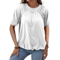 thumbnail image 2 of Langwyqu Summer Crewneck Women Short Sleeve Basic Casual Shirt Tops, 2 of 5