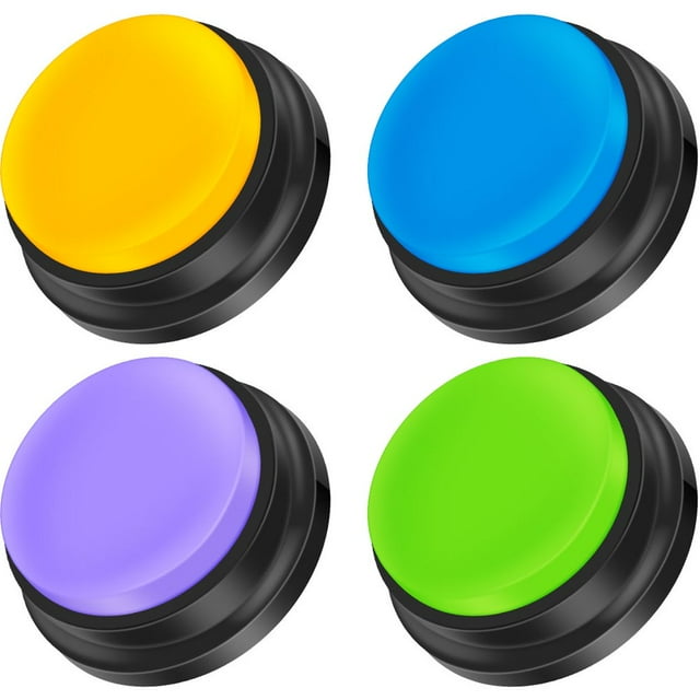 4PCS Bouton de Chien Bouton de Communication pour Animaux de Compagnie Buzzer de Formation pour Animaux de Compagnie Enregistrable Petit Bouton de Conversation Clair Bouton de Conversation Portable pour Chien