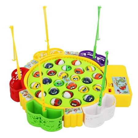Classical Fishing Toys Set for Kids Educational Toys with Music Electric  Rotating Fishing Game Funny Sports for Birthday Gift Color:Medium fish (24  fish) 