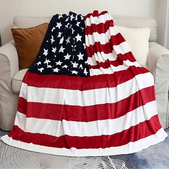 Ultra Soft American Flag Printed Flannel Blanket - Perfect for Beds, Sofas, Chairs, Camping, Living Rooms, Offices, and Gifts - Multi-Purpose Holiday Gifts