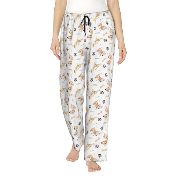 Balery Dachshund Dog Puppy Pantalones de pijama para mujer, pijamas ultraligeros, pantalones de estar por casa-Large