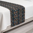 thumbnail image 2 of Ethnic Bed Runner, Knitted Jacquard Illustration Texture Image Geometric Style, Decorative Accent Bedding Scarf for Hotels Homes and Guestrooms, Twin, Brown and Dark Blue, by Ambesonne, 2 of 2
