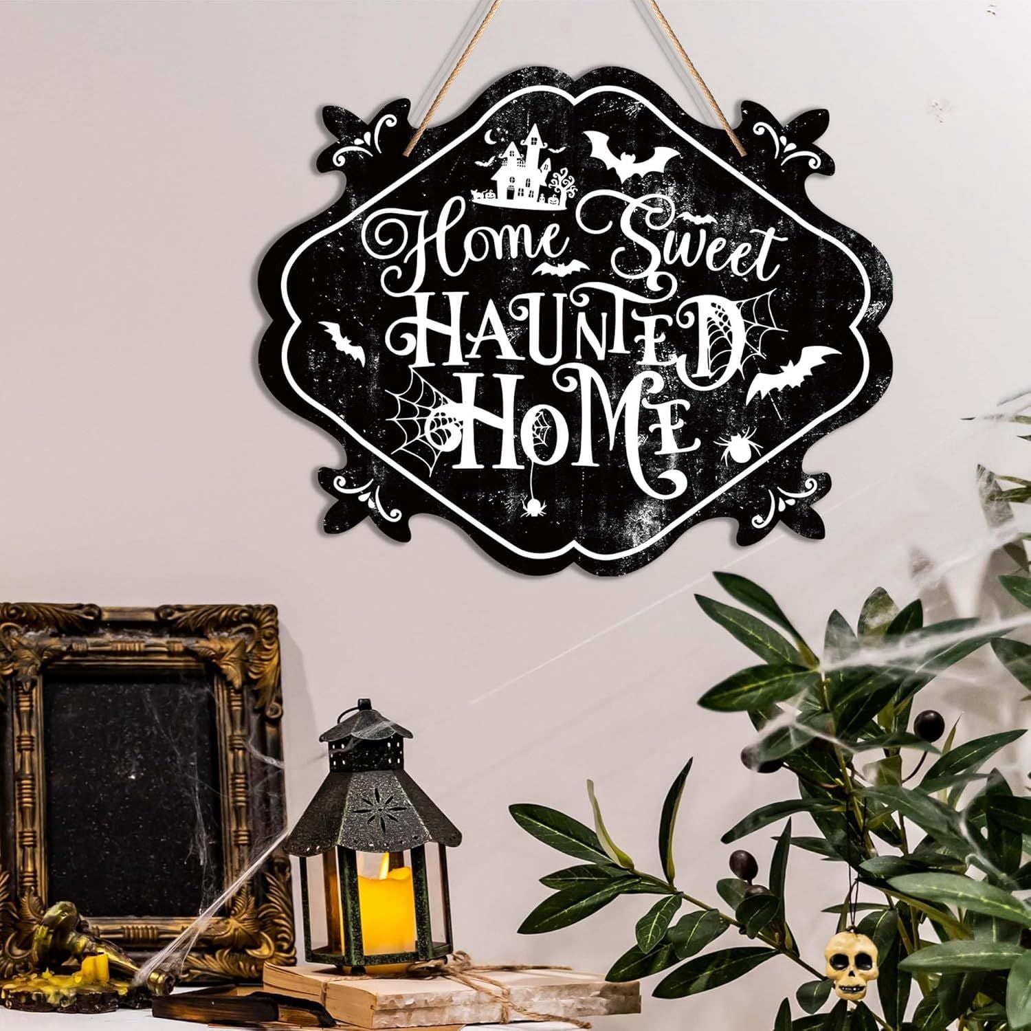 Happy Halloween Wooden Sign 8x10 Inch with Rope for Wall Door Decor
