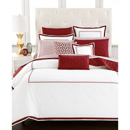 Hotel Collection Embroidered Frame White Port Red Twin Comforter