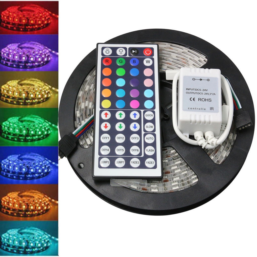 5M/10M 3528 RGB LED Strip Lights Remote Music Controller IR 12V 2A/5A Power 