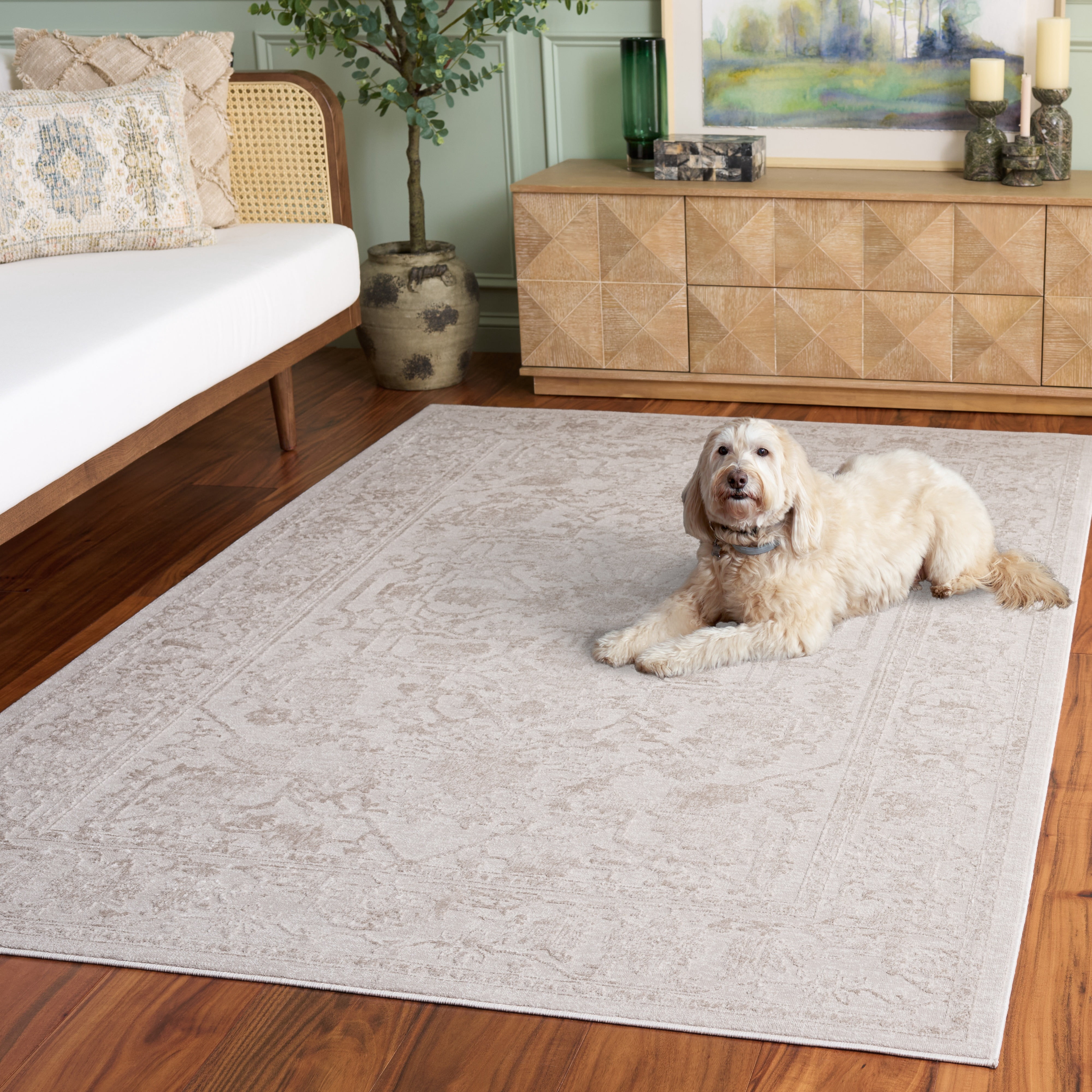 SAFAVIEH Reflection Christy Oriental Area Rug, Creme/Ivory, 12' x 18'