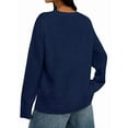 thumbnail image 4 of Women'S American Flag Graphic Long Sleeve Sweater Knit Round Neck Pullover Top Dark Blue XL, 4 of 5