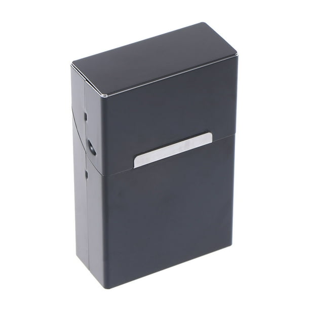 EeaseMX Estuche automático con tapa tipo almeja, de aluminio magnético de gran capacidad (negro)