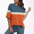 thumbnail image 2 of ZyeKqe Plus Size Tops for Women 1/2 Length Sleeve Crew Neck T Shirts Oversized Color Block Casual Tops, 2 of 5