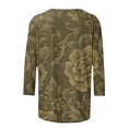 thumbnail image 4 of YFNNUP Plus Size 3/4 Sleeve Shirt for Womens Print Crew Neck Tops Casual Loose Fit T Shirts Breathable Vacation Blouse Green XXXXL, 4 of 6
