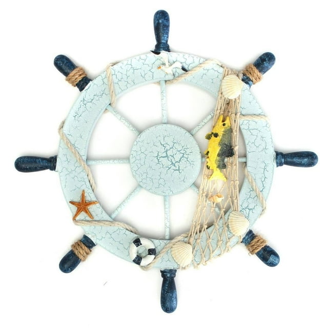 MasteelfCA Nautical Beach Boat Ship Steering Wheel Fishing Net Shell Home Wall Decor (Fish)