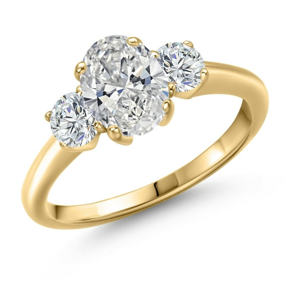 Gem Stone King 18K Yellow Gold Plated Silver IGI Certified Lab Grown Diamond Engagement Ring for Women | 1.54 Cttw | Center 1 Ct Oval Cut | E-F Color | VS1-VS2 Clarity | Size 8